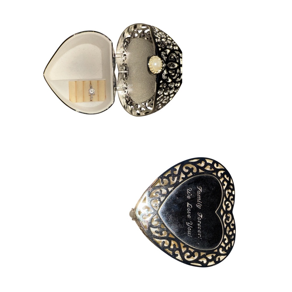 Heart-Shaped Silver and Black Jewelry Box